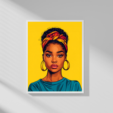 Load image into Gallery viewer, Light Skin Keisha Black Girl Art Poster: Afrocentric Woman with Head Wrap