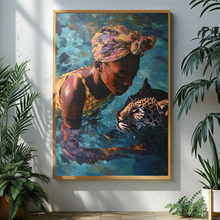 Load image into Gallery viewer, Freedom, Black Artist Prints, Beautiful Woman, Soft Aesthetic, Black History, African American art, Black Beauty, Swimming, Water Color Canvas
