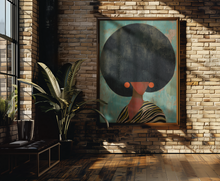 Load image into Gallery viewer, Neutral Wall Art, Afrocentric Abstract Black Woman - Black &amp; White Stripes Matte Poster