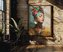 Load image into Gallery viewer, Afrocentric Woman Art Poster | Colorful African Queen Portrait