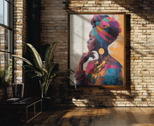 Load image into Gallery viewer, Afrocentric Woman Art Poster | Colorful African Queen Portrait