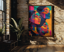 Load image into Gallery viewer, Colored Girls African American Black Woman Print, Geometric Art Matte Paper Poster