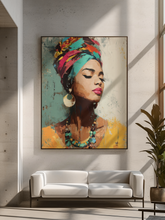 Load image into Gallery viewer, Afrocentric Woman Art Poster | Colorful African Queen Portrait