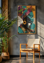 Load image into Gallery viewer, Afrocentric Woman Art Poster | Colorful African Queen Portrait