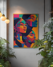 Load image into Gallery viewer, Colored Girls African American Black Woman Print, Geometric Art Canvas-Ready to hang
