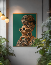 Load image into Gallery viewer, Luxury Black Woman Wall Art, Afrocentric Fashion, African American Art, Chic Decor Premium Matte Paper Poster