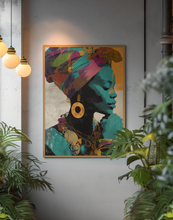 Load image into Gallery viewer, Afrocentric Woman Art Poster | Colorful African Queen Portrait