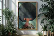 Load image into Gallery viewer, Neutral Wall Art, Afrocentric Abstract Black Woman - Black &amp; White Stripes Matte Poster