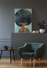 Load image into Gallery viewer, Neutral Wall Art, Afrocentric Abstract Black Woman - Black &amp; White Stripes Matte Poster