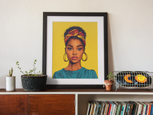 Load image into Gallery viewer, Light Skin Keisha Black Girl Art Poster: Afrocentric Woman with Head Wrap
