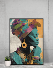 Load image into Gallery viewer, Afrocentric Woman Art Poster | Colorful African Queen Portrait