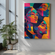 Load image into Gallery viewer, Colored Girls African American Black Woman Print, Geometric Art Canvas-Ready to hang