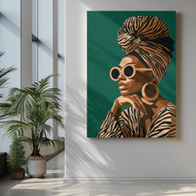 Load image into Gallery viewer, Luxury Black Woman Wall Art, Afrocentric Fashion, African American Art, Chic Decor Premium Matte Paper Poster