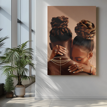 Load image into Gallery viewer, Black Love Couple Embrace Canvas | Afrocentric Wall Art Valentine's Day Gift Ready to hang