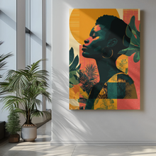Load image into Gallery viewer, Afrocentric Woman Art Canvas | Colorful Portrait | Black Queen Home Decor | Ready to hang