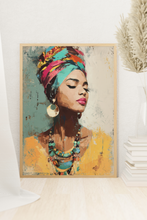 Load image into Gallery viewer, Afrocentric Woman Art Poster | Colorful African Queen Portrait