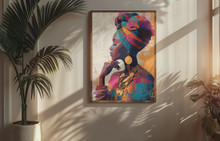 Load image into Gallery viewer, Afrocentric Woman Art Poster | Colorful African Queen Portrait