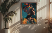 Load image into Gallery viewer, Afrocentric Woman Art Poster | Colorful African Queen Portrait