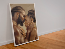 Load image into Gallery viewer, Black Love Couple Embrace Poster | Afrocentric Wall Art Valentine's Day Gift