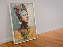 Load image into Gallery viewer, Afrocentric Woman Art Poster | Colorful African Queen Portrait