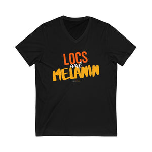 LOCS and MELANIN Unisex V-Neck T-Shirt