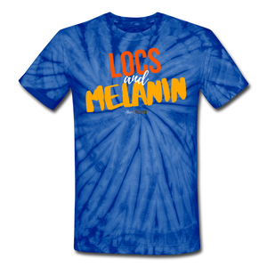 LOCS and MELANIN Unisex Tie Dye T-Shirt - spider blue