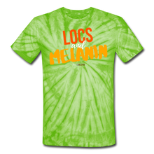 Load image into Gallery viewer, LOCS and MELANIN Unisex Tie Dye T-Shirt - spider lime green