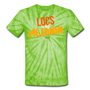LOCS and MELANIN Unisex Tie Dye T-Shirt - spider lime green